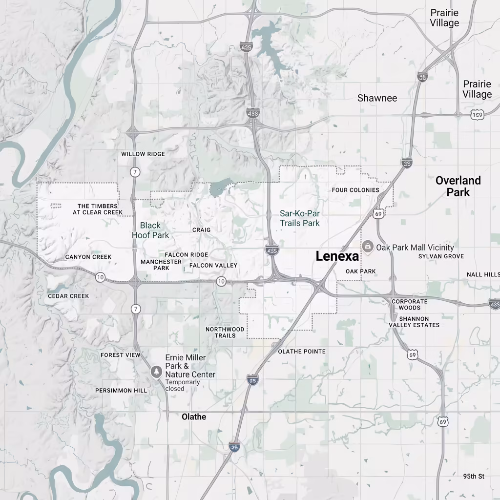 In-Home Dog Training in Lenexa KS – Marquis Dog Training Map of Lenexa and surrounding areas. In-Home Dog Training in Lenexa KS.